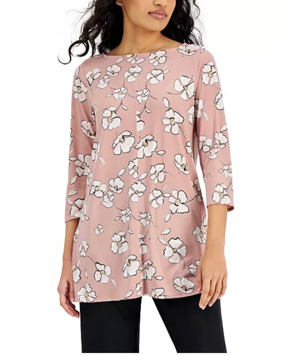 ALFANI Flower Print Tunic Blouse SZ MD